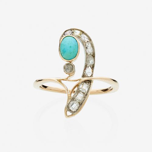 RUSSIAN FEDOR LORIE TURQUOISE & DIAMOND RING