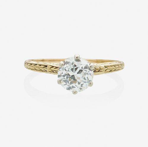 EARLY 20TH C. DIAMOND & YELLOW GOLD ENGAGEMENT RING