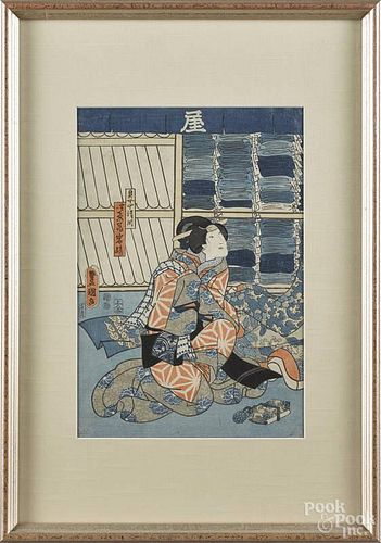 Four Japanese woodblock prints, ca. 1900, 13 3/4'' x 9''.