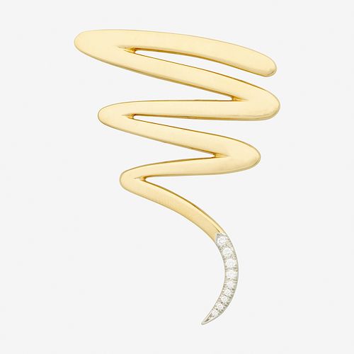 PALOMA PICASSO, TIFFANY & CO. YELLOW GOLD "SCRIBBLE" BROOCH