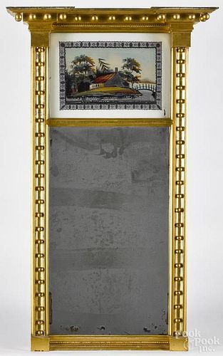 Federal giltwood mirror, ca. 1815, 38 1/2'' x 17 1/2''.