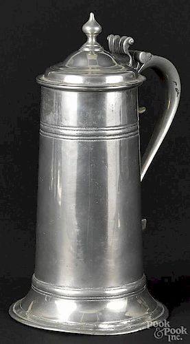 English pewter spire flagon, ca. 1720, attributed to John Newham, 1710-1725