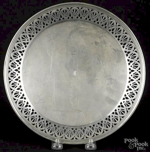 Tiffany & Co. sterling silver serving plate with a reticulated border, 9 1/2'' dia., 13.3 ozt.