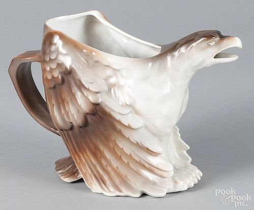 Royal Bayreuth porcelain eagle water pitcher, ca. 1900, with a blue mark on base