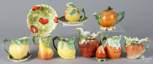 Twelve pieces of Royal Bayreuth porcelain, to include an orange, a strawberry, a pear, a lemon