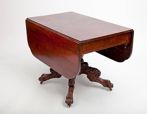 Late Federal Carved Mahogany Drop-Leaf Table
