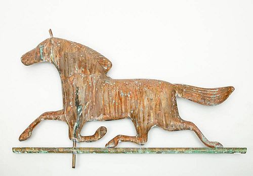 Two American Hollow-Cast Copper Weathervanes, Running Horse and Cow