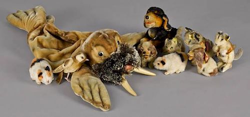 Collection of ten Steiff animals, to include cats