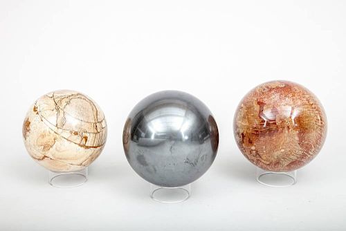 Three Decorative Marble Spheres