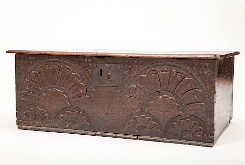 Cromwellian Type Carved Oak Bible Box