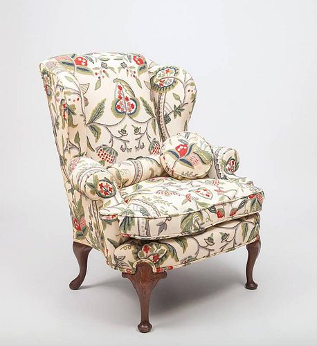 George II Style Carved Mahogany Wing Chair