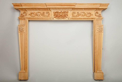 George III Style Carved Pine Mantelpiece