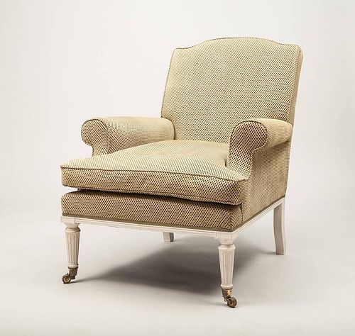 Victorian Style Painted and Upholstered Armchair, Modern