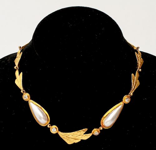 Coppelman 22K & 18K Gold Diamonds Pearls Necklace