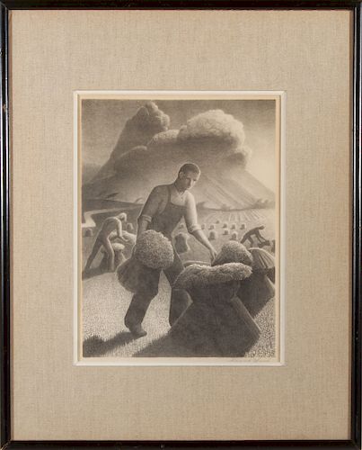 Grant Wood "Approaching Storm" AAA Lithograph