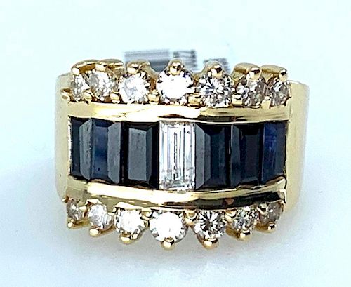 Ladies 14K Sapphire and Diamond Ring