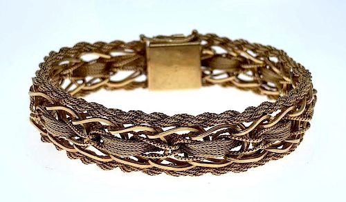 14K Yellow Gold Basket Weave Bracelet