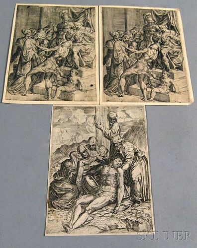 Northern School, 17th/18th Century      Three Prints: Two Impressions of Christ Brought Before Pilate