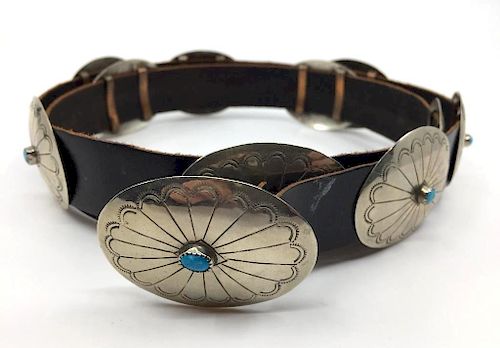 Native American Concho Belt with Turquoise