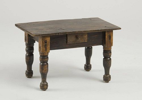 Diminutive Continental Provincial Stained Walnut and Fruitwood Low Table