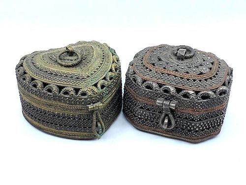Two Indian Pierced Brass Boxes