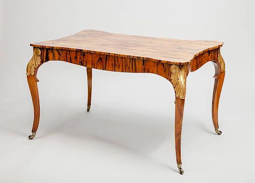 Continental Rococo Style Zebrawood Center Table