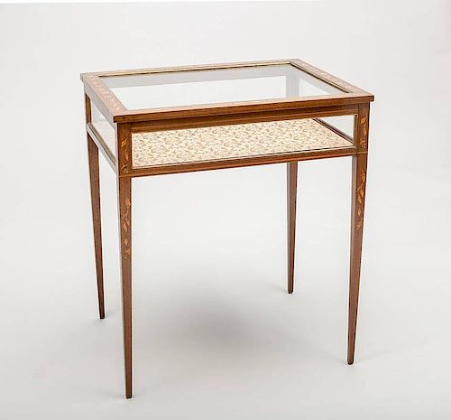 Dutch Neoclassical Mahogany and Fruitwood Marquetry Vitrine Table