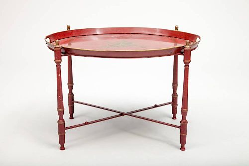 Charles X Style Maroon-Ground Oval Tray Table