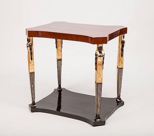 Russian Neoclassical Style Mahogany Parcel-Gilt and Ebonized Center Table