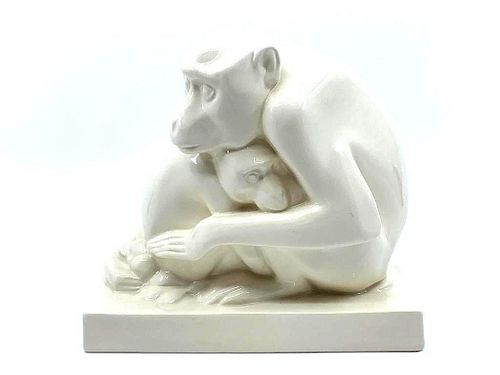 Wedgwood Cream Glazed Figure of Two Monkeys