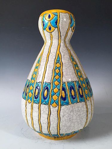 Boch Freres Glazed Ceramic Vase, Art Deco
