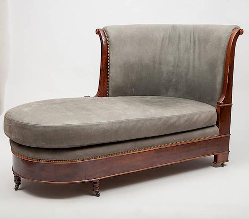 Continental Neoclassical Style Mahogany Corner Chaise Lounge