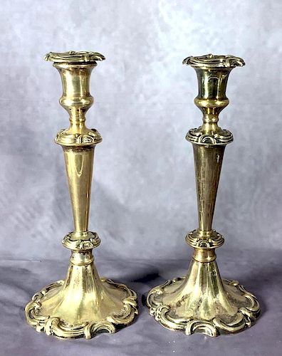 Pair of Sheffield Silver Plated Candlesticks
