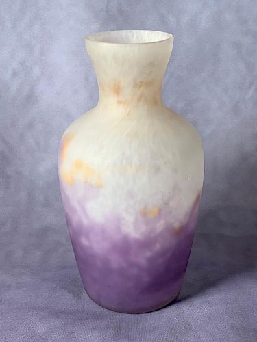 Mottled Purple Glass Vase, Attributed Legras