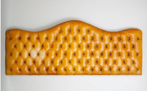 English Tufted Leather King-Sized Headboard