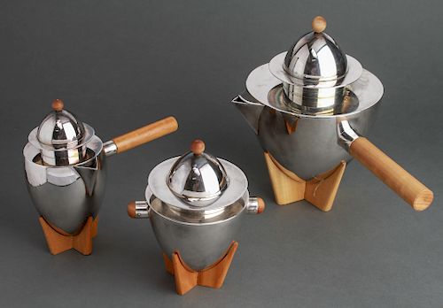 Art Deco Puiforcat Silver-Plate Tea Service 3 Pcs