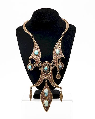 Pal Kepenyes Brass Necklace w Turquoise
