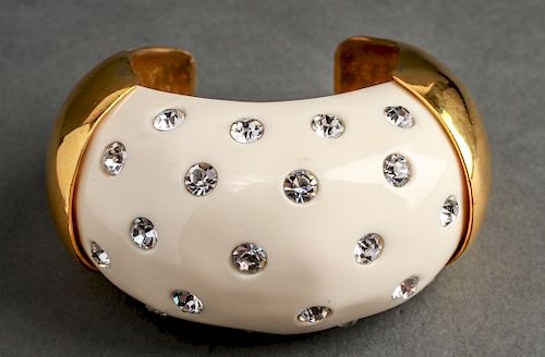 Valentino Oversized Crystal Gold-Tone & Resin Cuff