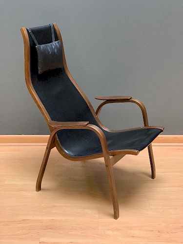 Yngve Ekstrom Teak and Leather Lounge Chair