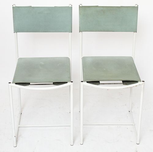 Modern Metal & Foam-Rubber Side Chairs, Pair