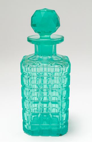 Art Deco Style Turquoise Color Crystal Decanter