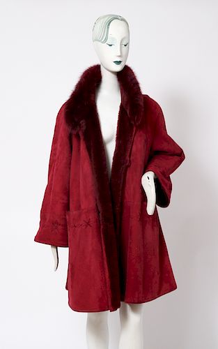 Christia by Hanak Burgundy Suede & Fur Jacket