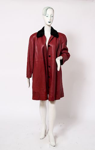 Valentino Red Leather & Persian Lamb Jacket