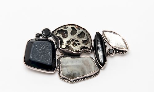 Echo of the Dreamer Silver Mineral Brooch Pendant