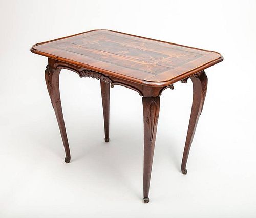 German Rococo Style Marquetry Walnut Center Table