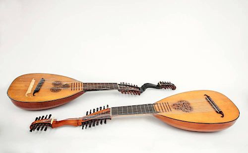 Two Continental Baroque Style Inlaid Lutes