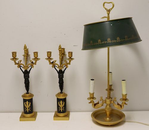 Antique Bronze Lighting Lot To Include