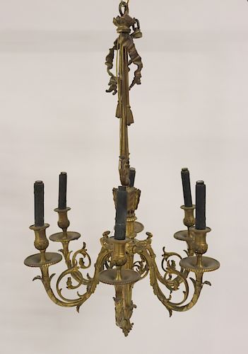 Antique And Quality Bronze Arrow Form Chandelier.