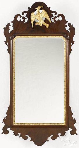 Chippendale mahogany looking glass constructed from period and non-period elements, 39 1/2'' h.