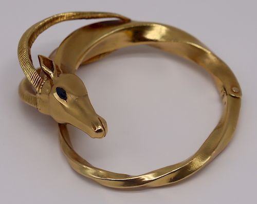JEWELRY. Signed French 18kt Gold Ibex Bracelet